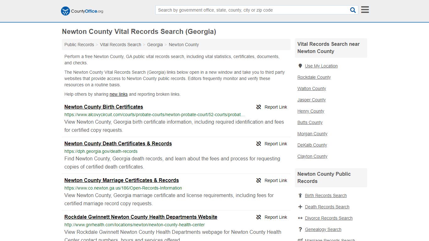 Vital Records Search - Newton County, GA (Birth, Death ...